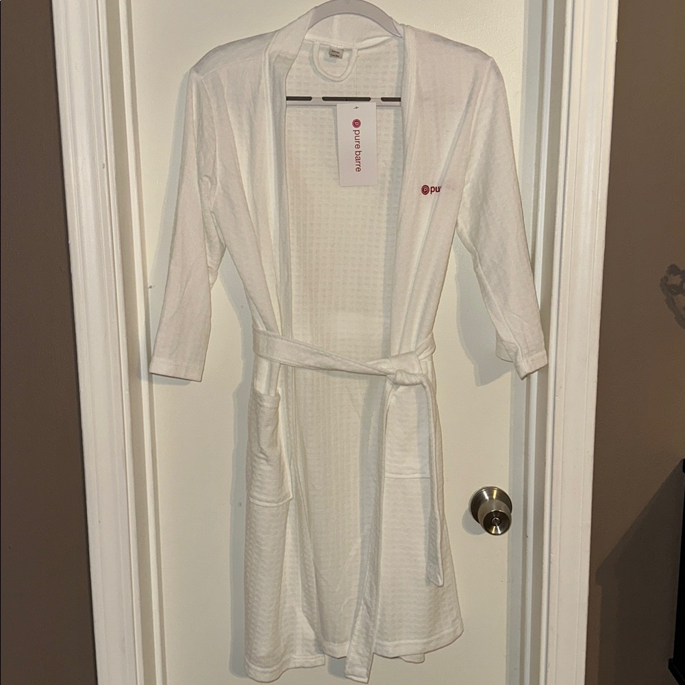 NWT Pure Barre White Waffle Bath Robe